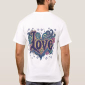 Psychedelische Boho Love Lettering met Bloemen Acc T-shirt (Achterkant)