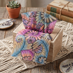 Psychedelische Boho Neon Spiraal Bloemen Boutique Tissuepapier