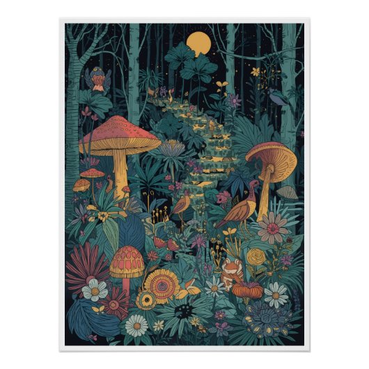 Psychedelische bosposter perfect poster (Voorkant)