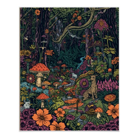 Psychedelische bosposter perfect poster (Voorkant)