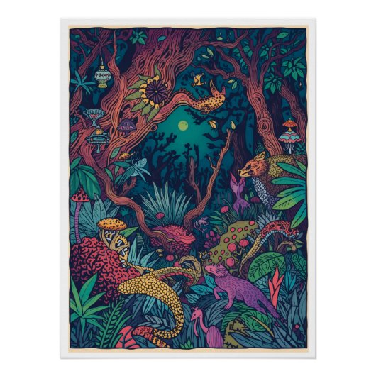 Psychedelische bosposter perfect poster (Voorkant)