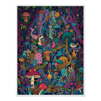Psychedelische bosposter perfect poster