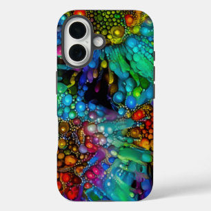 Psychedelische Bubble Burst Abstracte madeliefjes iPhone 16 Hoesje