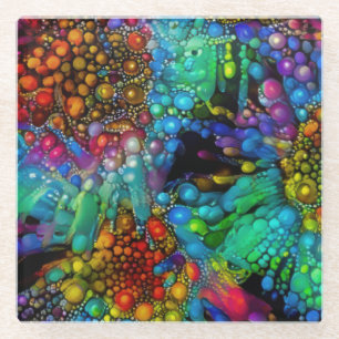 Psychedelische Bubble Burst Abstracte madeliefjes Glazen Onderzetter