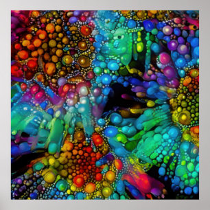 Psychedelische Bubble Burst Abstracte madeliefjes Poster