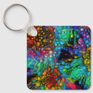 Psychedelische Bubble Burst Abstracte madeliefjes Sleutelhanger