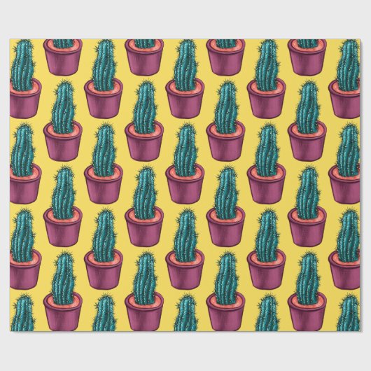 Psychedelische cactus Potted Succulent Plant Cadeaupapier (Vlak)