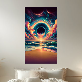 Psychedelische Celestial Sunset Beach Sublimatie Poster