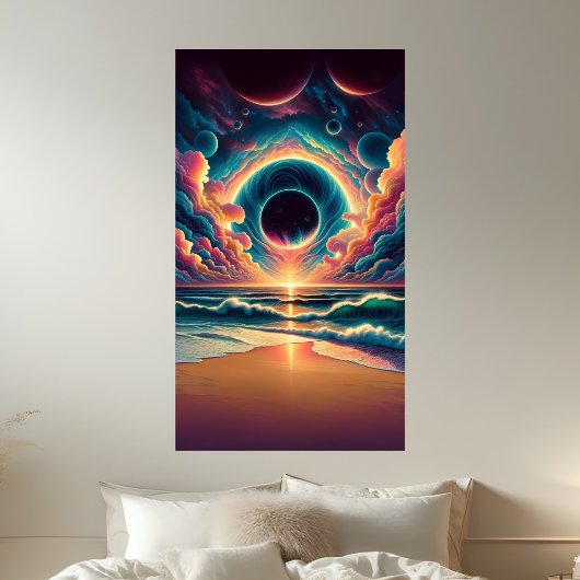 Psychedelische Celestial Sunset Beach Sublimatie Poster