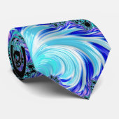 Psychedelische cyaan tentakel Abstracte fractal ar Stropdas (Opgerold)