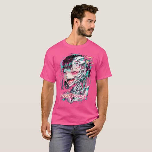 Psychedelische Cyberpunk Trippy Rainbow Cyber Psyc T-shirt (Voorkant volledig)