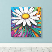Psychedelische Daisy Pop Art Print (Insitu (Houten vloer))