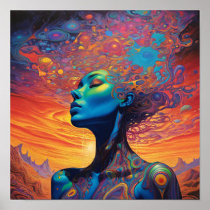 psychedelische dame poster