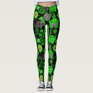 Psychedelische dieren patroon Zwart BG Leggings