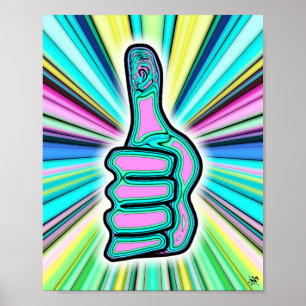Psychedelische duimen omhoog! poster
