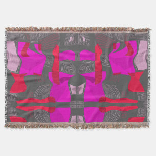 Psychedelische Egyptische collage: Fuchsia rood gr Deken
