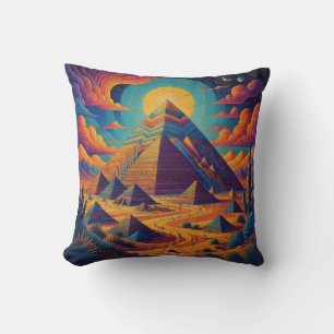 Psychedelische Egyptische Piramide Landschapskunst Kussen