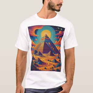 Psychedelische Egyptische Piramide Landschapskunst T-shirt