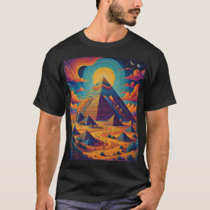 Psychedelische Egyptische Piramide Landschapskunst T-shirt