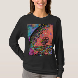 Psychedelische Flammarion Gravure Trippy Regenboog T-shirt