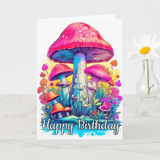 Psychedelische Forest Mushroom Illustratie Kaart (Kleine Plant)