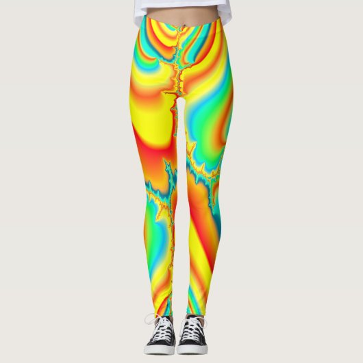 Psychedelische fractal kleurrijke custom leggings (Voorkant)