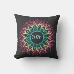 Psychedelische Fractal Mandala 2026 Design met Neo Kussen