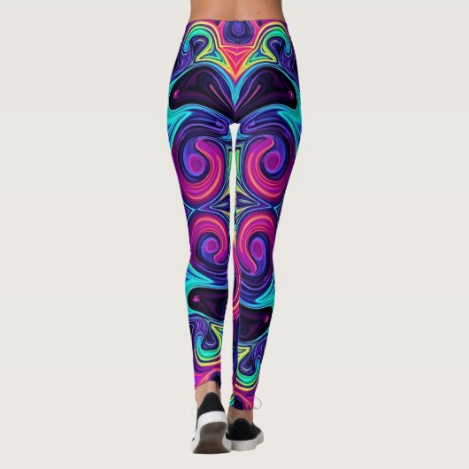 Psychedelische Fractale Leggings met Neon Mandala  (Achterkant)