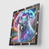 Psychedelische galaxy wolf vierkante klok (Hoek)