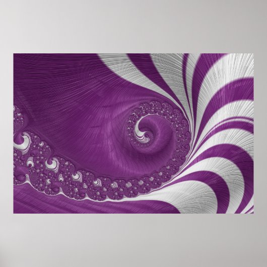 Psychedelische Gestreepte Fantasy Paarse & Witte V Poster (Voorkant)