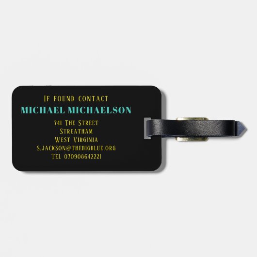 Psychedelische gitaren monogram musicus bagagelabel (Achterkant horizontaal)