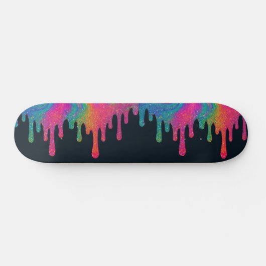 Psychedelische Glitter Neon Paint Drip Skateboard (Horizontaal)