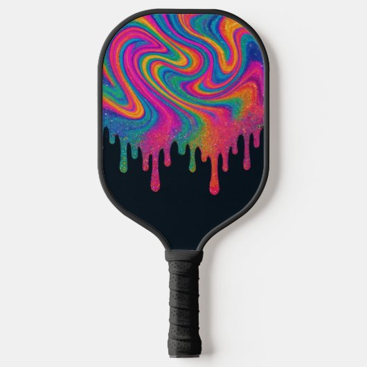 Psychedelische Glittery Neon Drip Pickleball Paddl Paddle (Voorkant)