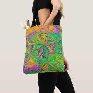 Psychedelische groene mix abstract kleurrijk draagtas