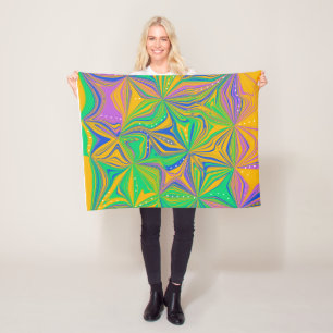 Psychedelische groene mix abstract kleurrijk fleece deken