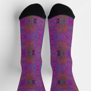 Psychedelische Groovy Magenta Retro Vloeibare Draa Sokken