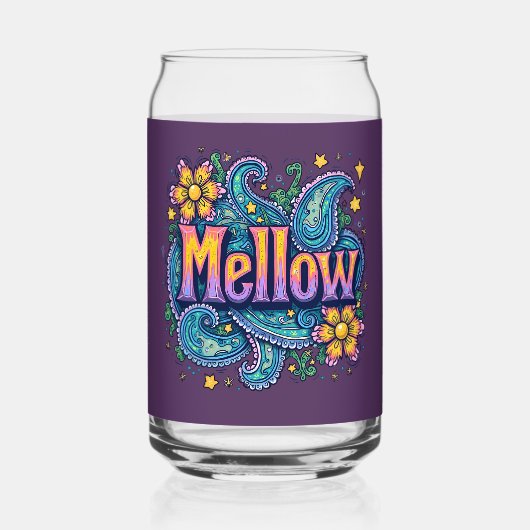 Psychedelische Groovy "Mellow" Retro Hippie Art Blikvorm Glas (Achterkant)