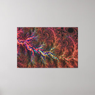 Psychedelische Groovy Trippy Funky Kleurrijke Frac Canvas Afdruk