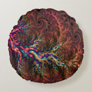Psychedelische Groovy Trippy Funky Kleurrijke Frac Rond Kussen