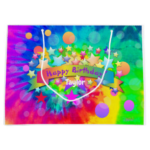 Psychedelische Happy Birthday Gift Zak HAMbyWG Groot Cadeauzakje