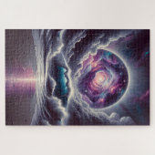 Psychedelische hemelse regenachtige strandlandscha legpuzzel (Horizontaal)