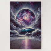 Psychedelische hemelse regenachtige strandlandscha legpuzzel (Verticaal)