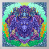 psychedelische hemelwolf poster (Voorkant)