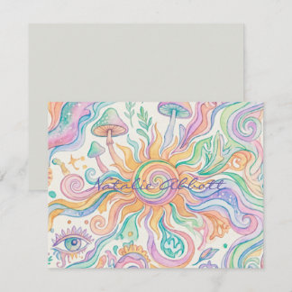 Psychedelische Hippie Zachte Waterverf Notitiekaartje