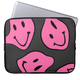 Psychedelische hipster gezichten, naadloos ontwerp laptop sleeve