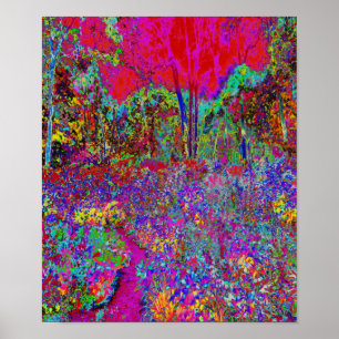 Psychedelische Impressionistische Tuin Landschap Poster