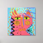 Psychedelische kat Abstract schilderij Canvas Afdruk (Voorkant)