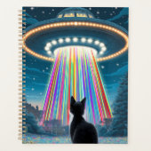 Psychedelische kat en ufo | Grappige buitenaardse  Planner (Voorkant)