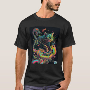 Psychedelische Kat Reizend Door Tijd en Ruimte T-shirt