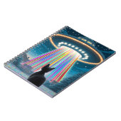 Psychedelische Kat & UFO | Grappige Buitenaardse O Notitieboek (Linkerzijde)